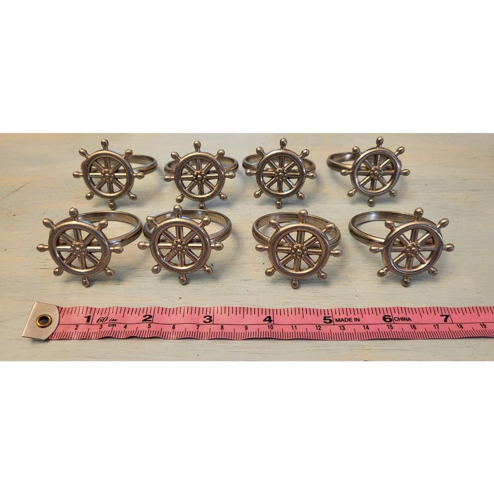 Nautical silver Napkin Rings Set - Picture 3 of 8